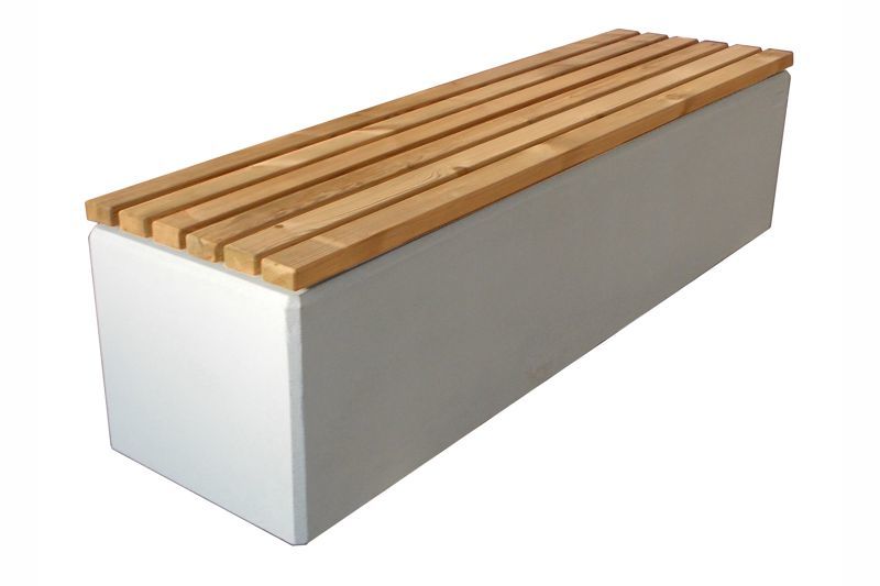 Hockerbank LIBO wood ABeton mit Holz 1800mm langzum freien